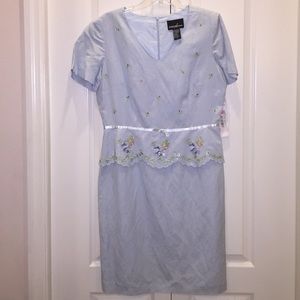 Light Blue 12 embroider sequin dress NWT